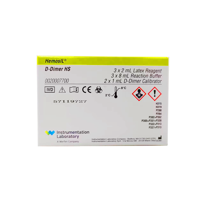 D-二聚体测定试剂盒(免疫比浊法) 乳胶试剂:3×2mL,反应缓冲液:3×8mL,D-二聚体校准品:2×1mL