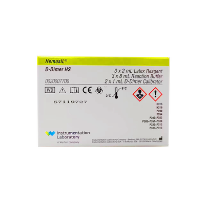 D-二聚体测定试剂盒(免疫比浊法) 乳胶试剂:3×2mL,反应缓冲液:3×8mL,D-二聚体校准品:2×1mL