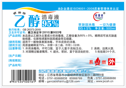 乙醇消毒液 500ml  95%