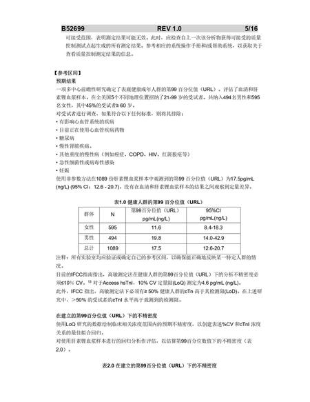 贝克曼 高敏肌钙蛋白I测定试剂盒(化学发光法) 2×50测试/盒