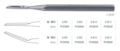 上海手术器械厂 骨凿 直 圆刃 六角柄(22cm 宽8 P12600)