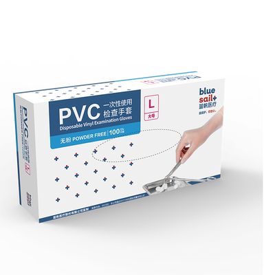 蓝帆医疗 一次性使用PVC检查手套 无粉手套 M(中号)