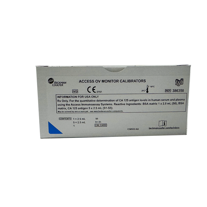 贝克曼糖类抗原125校准品 校准品0(S0):2.5 mL×1,校准品1(S1):2.5 mL×1,校准品2(S2):2.5 mL×1,校准品3(S3):2.5 mL×1,校准品4(S4):2.5 mL×1,校准品5(S5):2.5 mL×1.