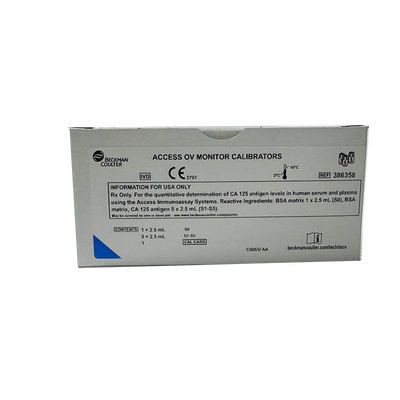 贝克曼 糖类抗原125校准品 校准品0(S0):2.5 mL×1,校准品1(S1):2.5 mL×1,校准品2(S2):2.5 mL×1,校准品3(S3):2.5 mL×1,校准品4(S4):2.5 mL×1,校准品5(S5):2.5 mL×1.