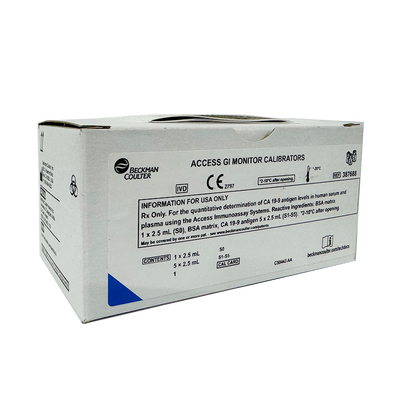 贝克曼 糖类抗原19-9校准品 校准品0(S0):2.5mL×1,校准品1(S1):2.5mL×1,校准品2(S2):2.5mL×1, 校准品3(S3):2.5mL×1,校准品4(S4):2.5mL×1,校准品5(S5):2.5mL×1