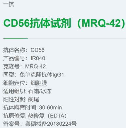 安必平 CD56抗体试剂 (免疫组织化学) 3.0ml/瓶(B)