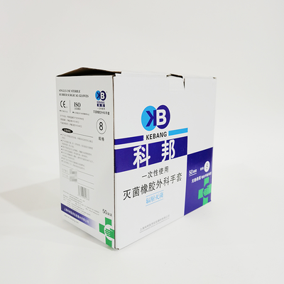上海科邦 一次性使用灭菌橡胶外科手套 麻面 6.5