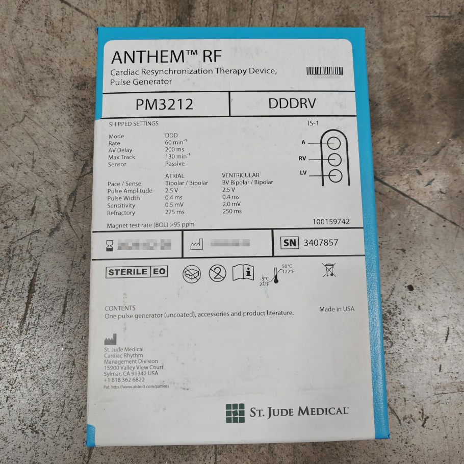 圣犹达植入式心脏再同步治疗起搏器 PM3212