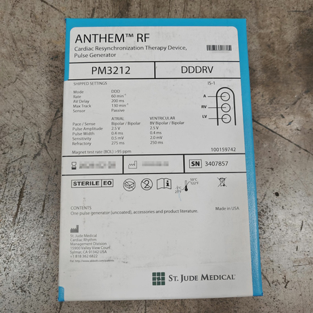 圣犹达 植入式心脏再同步治疗起搏器 PM3212