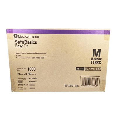 麦迪康 检查手套 SAFEBASICS EASY FIT-NATURAL TEXTURED LATEX MEDICAL EXAMINATION GLOVE POWDER-FREE(1188C 乳胶无粉中号)