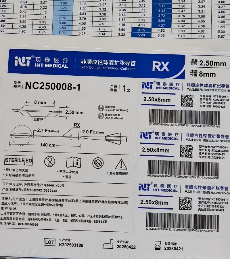 瑛泰非顺应性球囊扩张导管 NC250008-1