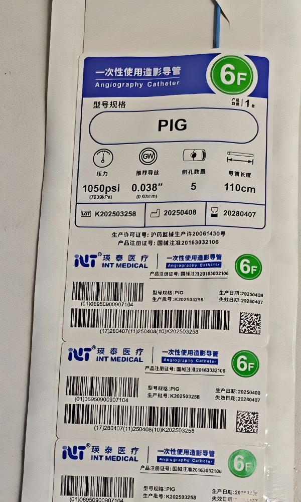 一次性使用造影导管 PIG 6F
