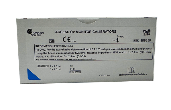 贝克曼糖类抗原125校准品 校准品0(S0):2.5mL×1,校准品1(S1):2.5mL×1,校准品2(S2):2.5mL×1,校准品3(S3):2.5mL×1,校准品4(S4):2.5mL×1,校准品5(S5):2.5mL×1