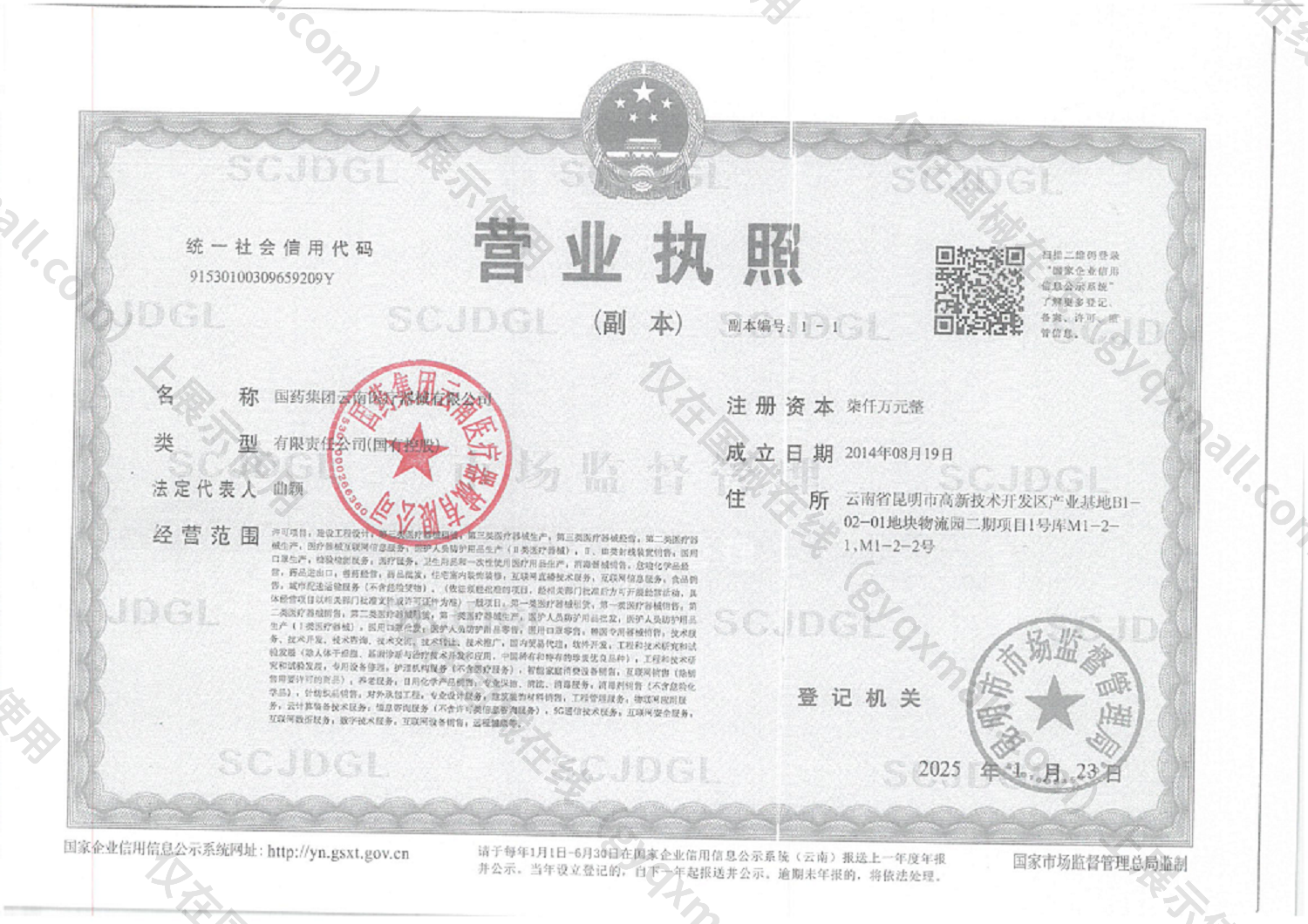 营业执照-91530100309659209Y