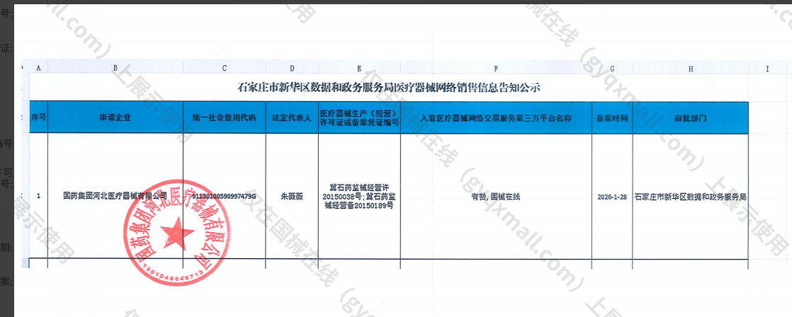 医疗器械网络销售备案-冀石药监械经营许20150038号,003;冀石药监械经营备20150189号,004